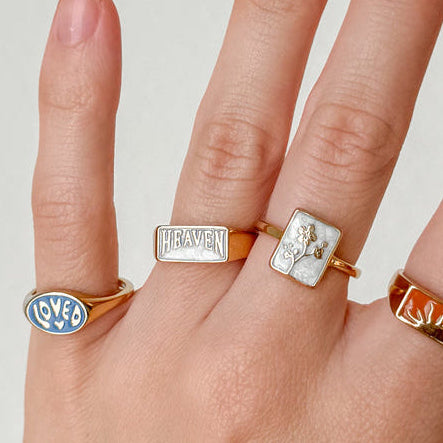 Heaven Rectangular Signet Ring - Kim’s Signature Beauty & Accessories