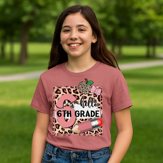 Hello Sixth Grade Back to School Tee - Kim’s Signature Beauty & Accessories    