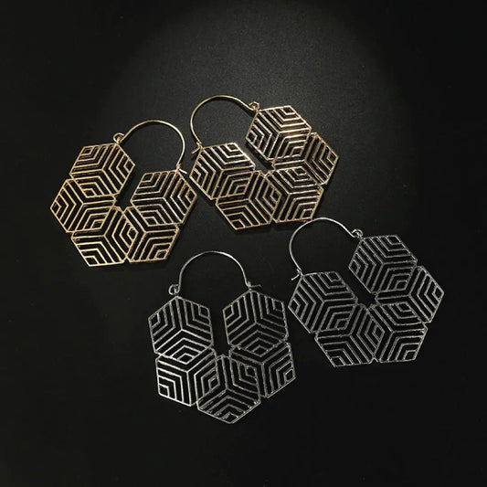 Hex -Gold & Silver Earrings - Kim’s Signature Beauty & Accessories    