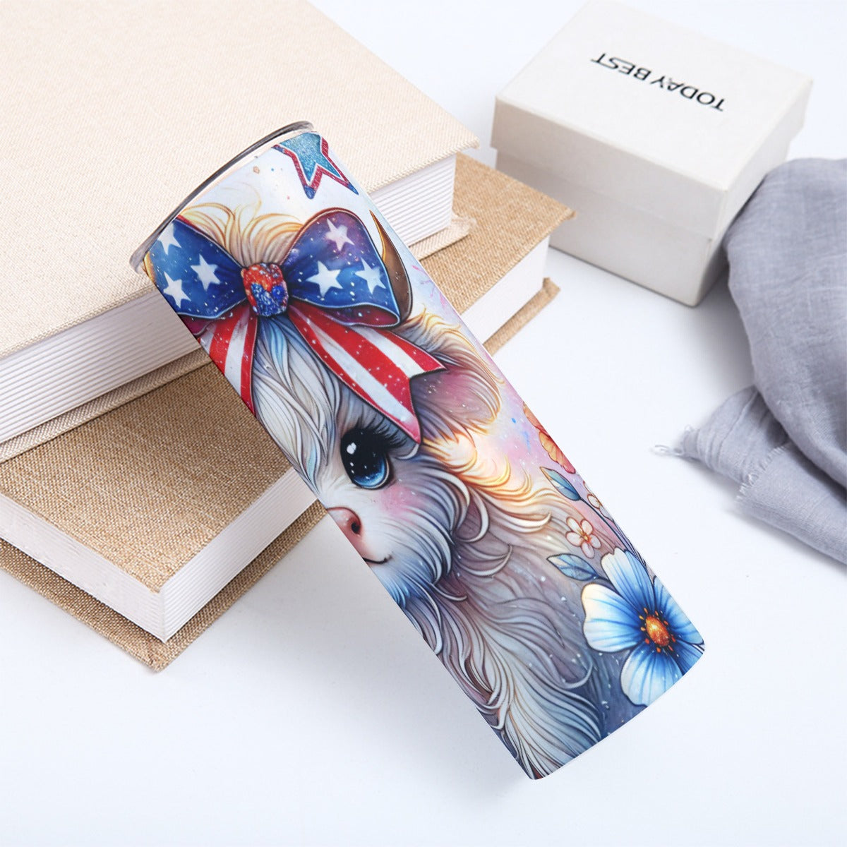 Highland Cow 4th of July Tumbler – Patriotic Floral Cutie - Kim’s Signature Beauty & Accessories    