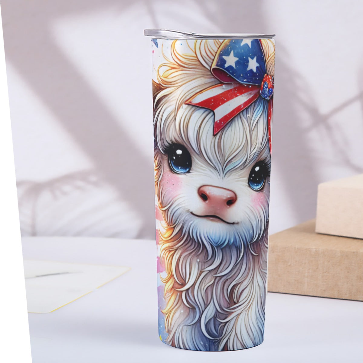 Highland Cow 4th of July Tumbler – Patriotic Floral Cutie - Kim’s Signature Beauty & Accessories    