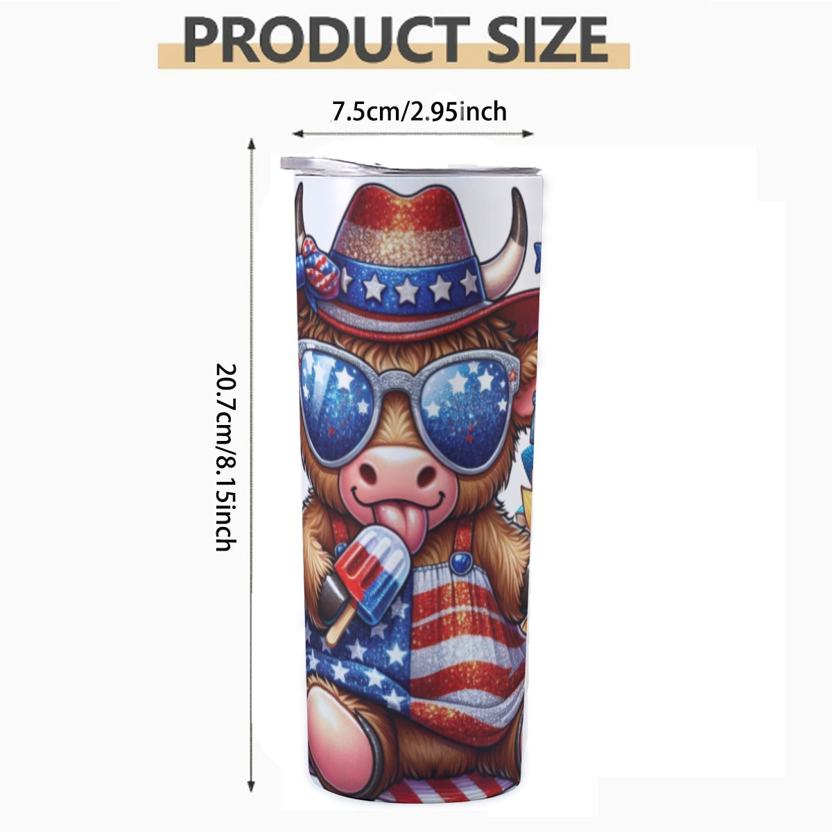 Highland Cow 4th of July Tumbler – Popsicles & Sunflowers - Kim’s Signature Beauty & Accessories    