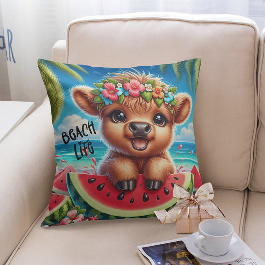 Highland Cow Beach Day Pillow Cover - Kim’s Signature Beauty & Accessories    