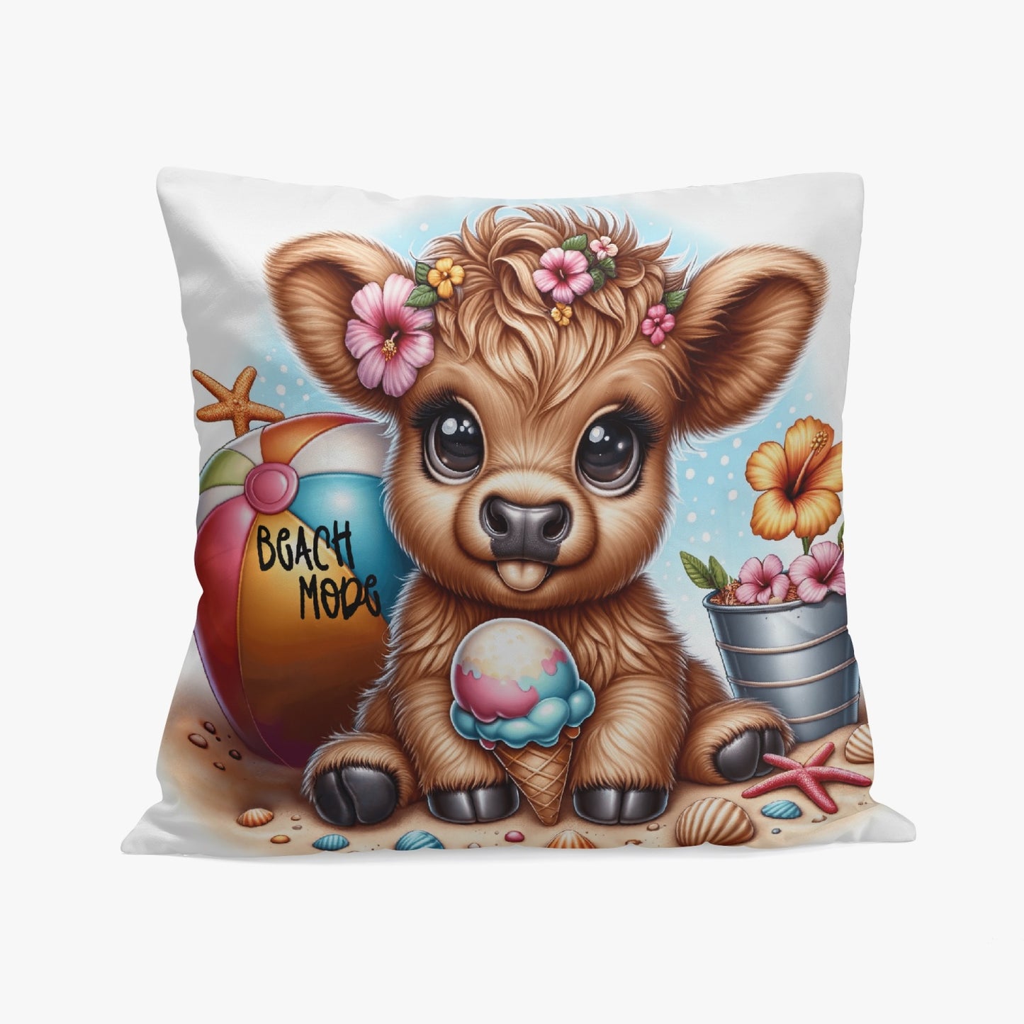 Highland Cow Beach Mode Pillow Cover - Kim’s Signature Beauty & Accessories    
