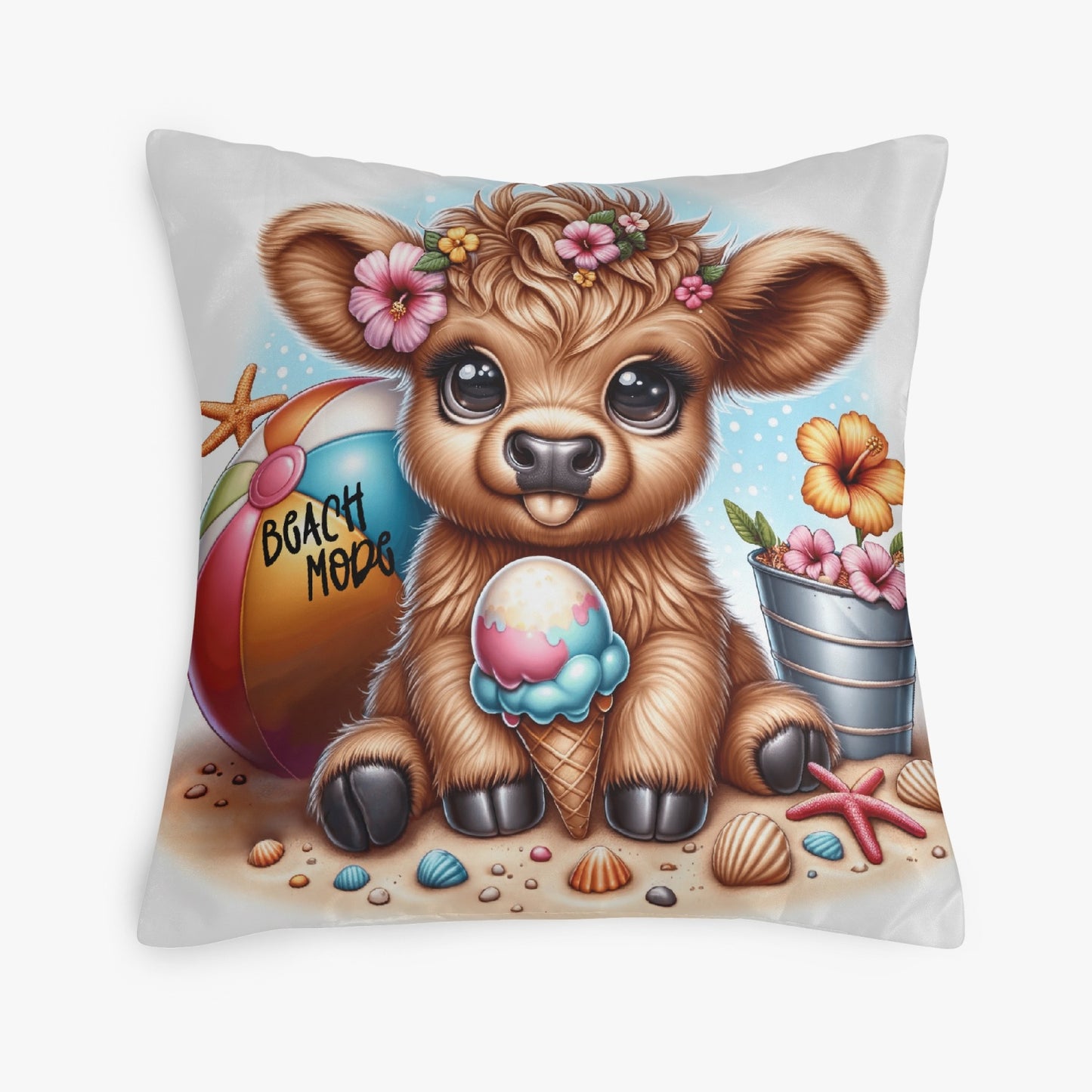 Highland Cow Beach Mode Pillow Cover - Kim’s Signature Beauty & Accessories    