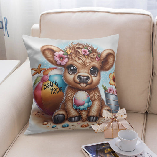 Highland Cow Beach Mode Pillow Cover - Kim’s Signature Beauty & Accessories    