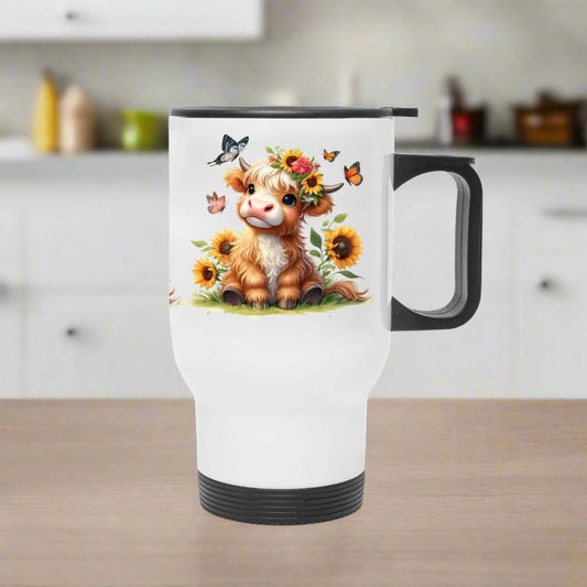 Highland Cow Bliss Tumbler – 20oz Stainless Steel with Handle & Lid - Kim’s Signature Beauty & Accessories    