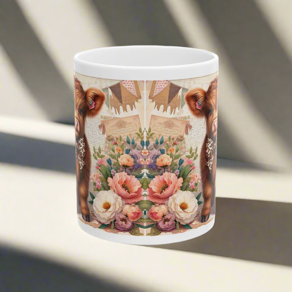 🐄 Highland Cow Floral Ceramic Mug - Kim’s Signature Beauty & Accessories    
