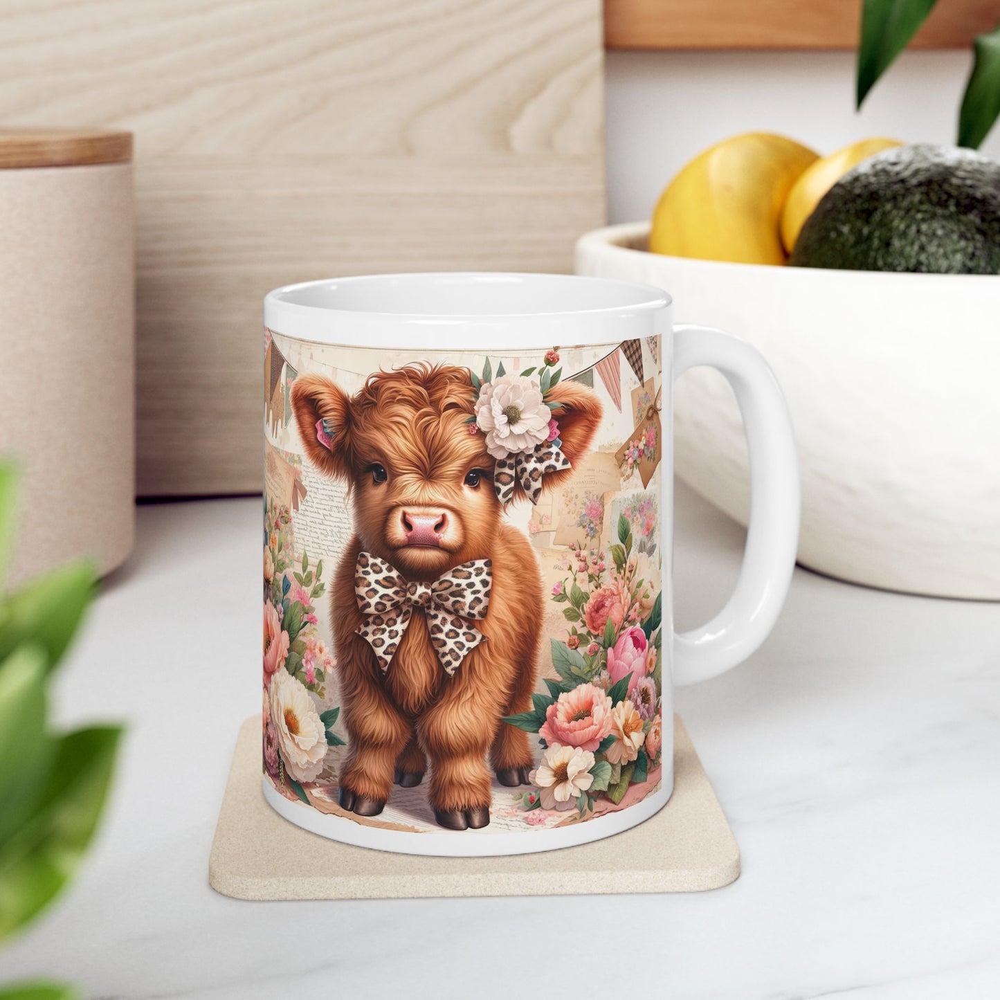 🐄 Highland Cow Floral Ceramic Mug - Kim’s Signature Beauty & Accessories    