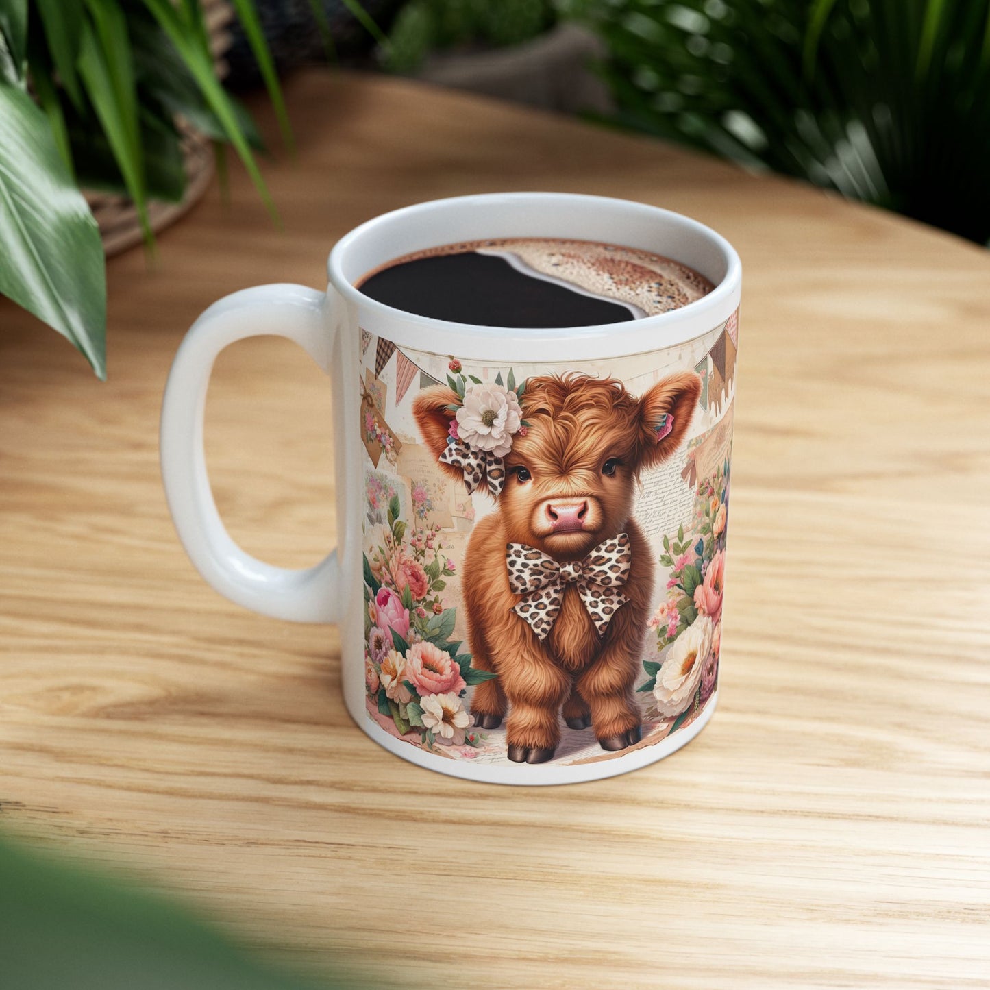 🐄 Highland Cow Floral Ceramic Mug - Kim’s Signature Beauty & Accessories    