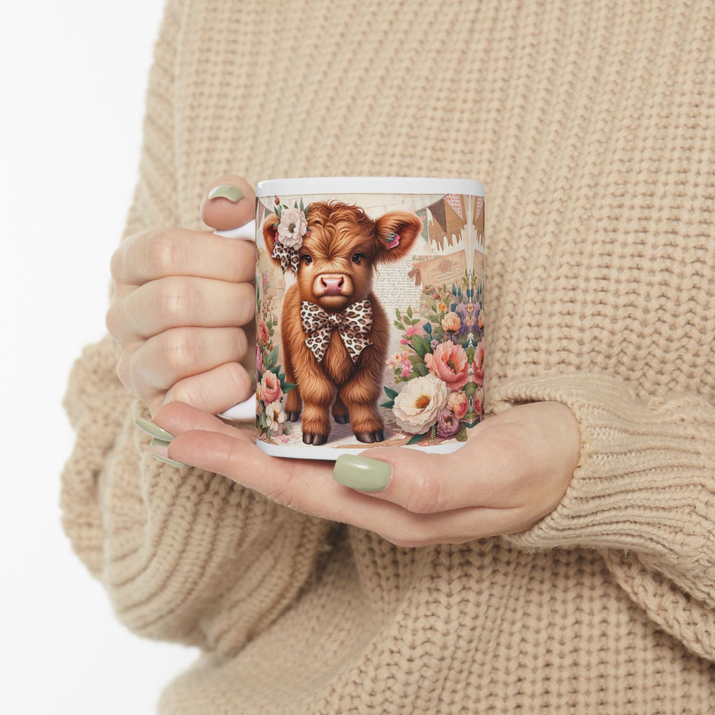🐄 Highland Cow Floral Ceramic Mug - Kim’s Signature Beauty & Accessories    