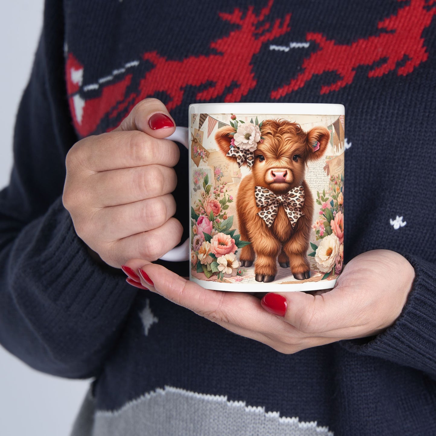 🐄 Highland Cow Floral Ceramic Mug - Kim’s Signature Beauty & Accessories    