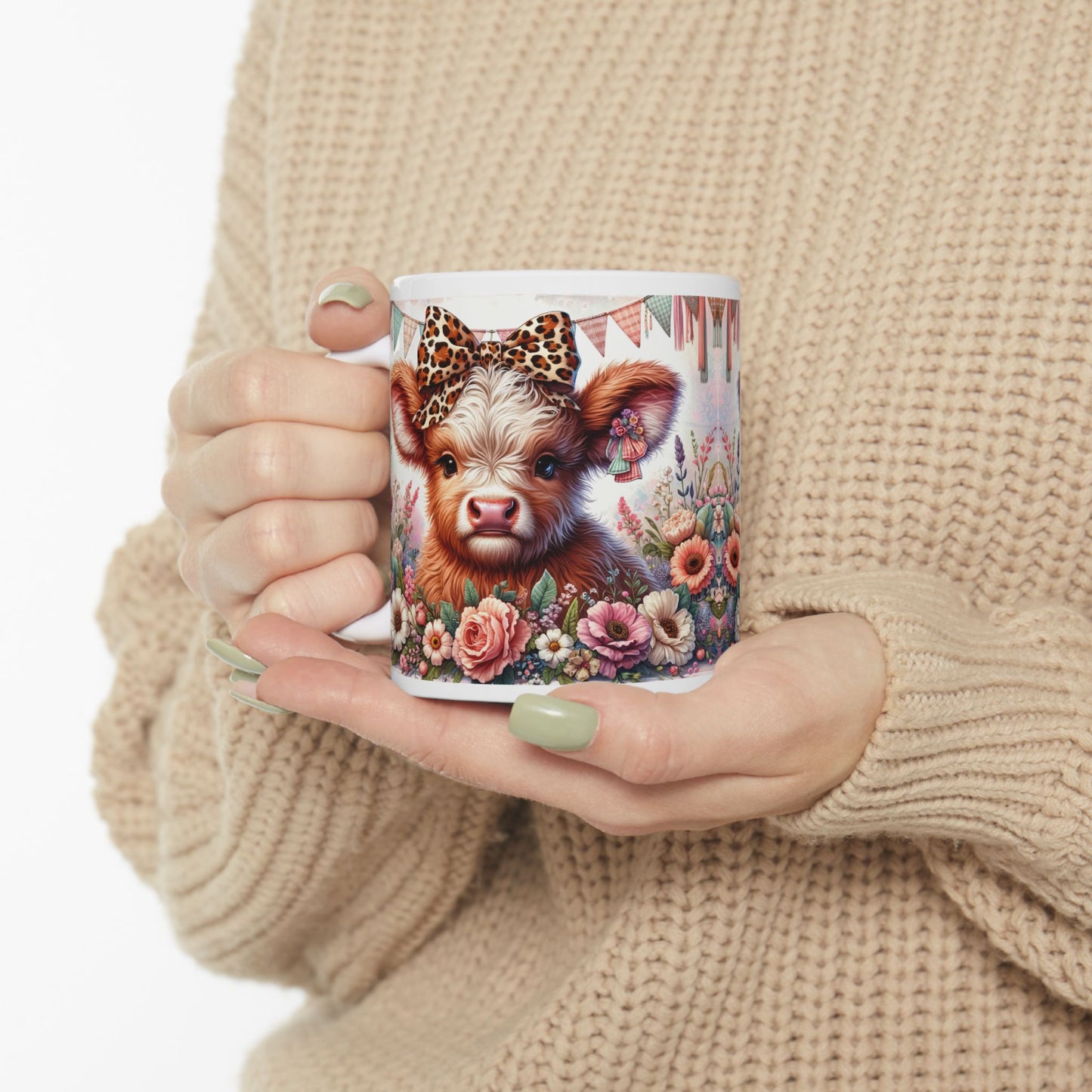 🐄🌻 Highland Cow Leopard Print Hair Bow Mug - Kim’s Signature Beauty & Accessories    