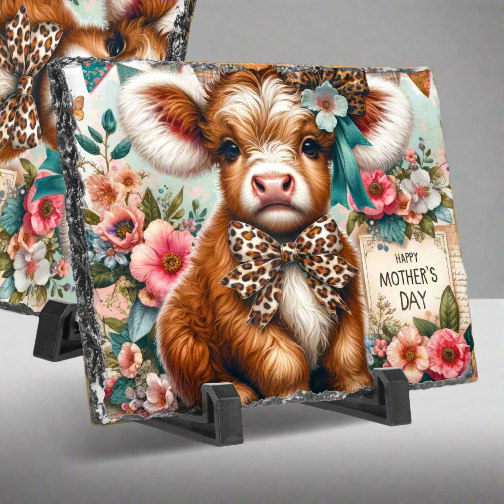 Highland Cow in Leopard Print Rectangular Plaque - Kim’s Signature Beauty & Accessories    