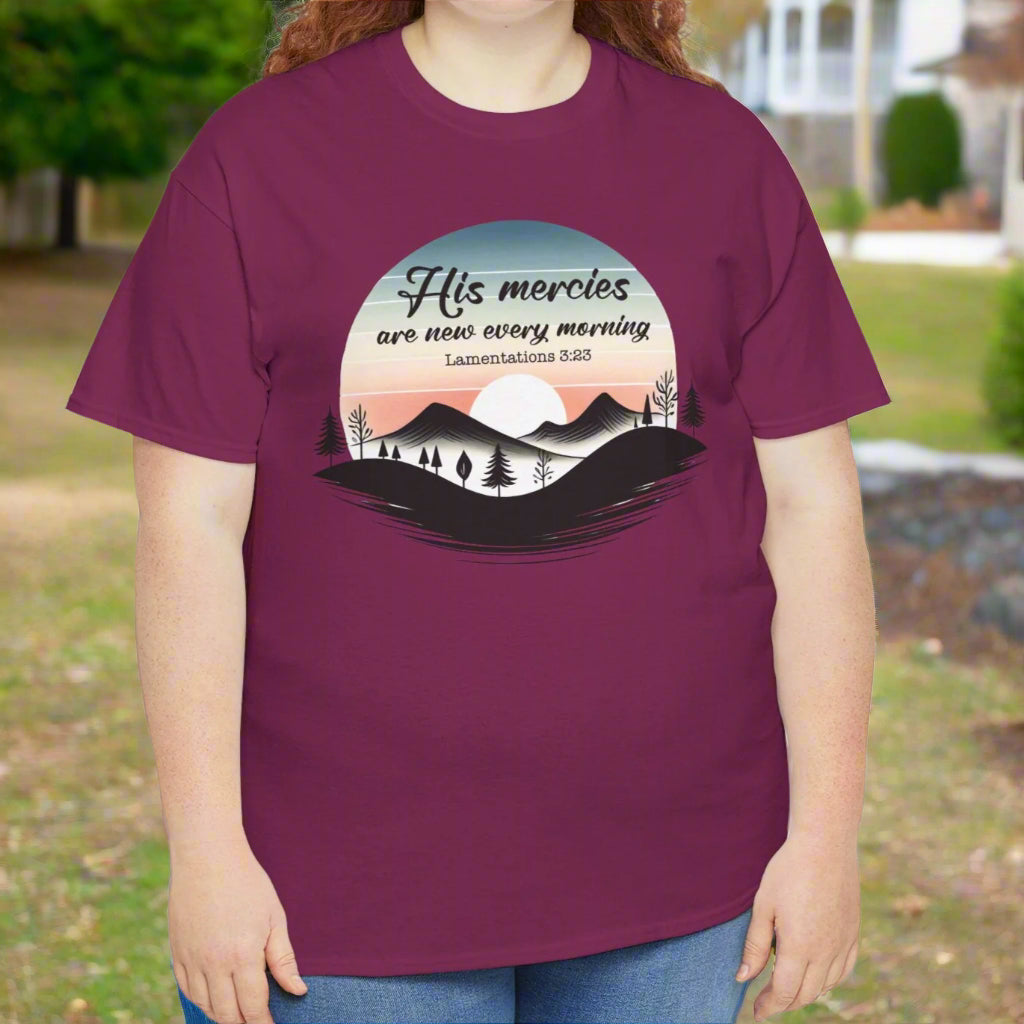 His Mercies Are New Every Morning –  Sunrise Faith Tee - Kim’s Signature Beauty & Accessories    