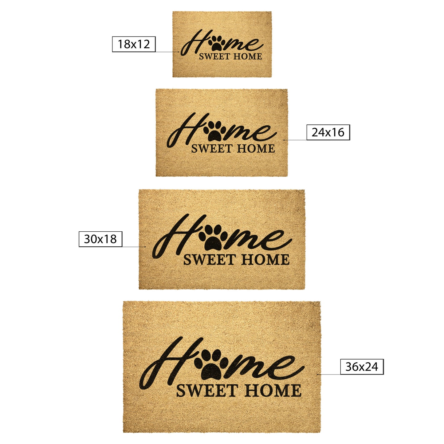 Home Sweet Home Dog Paw |  Door Mat - Kim’s Signature Beauty & Accessories    