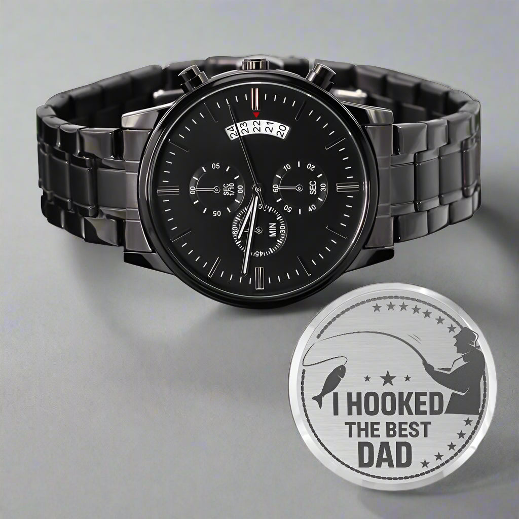 Hooked the Best Dad Engraved Watch - Kim’s Signature Beauty & Accessories    