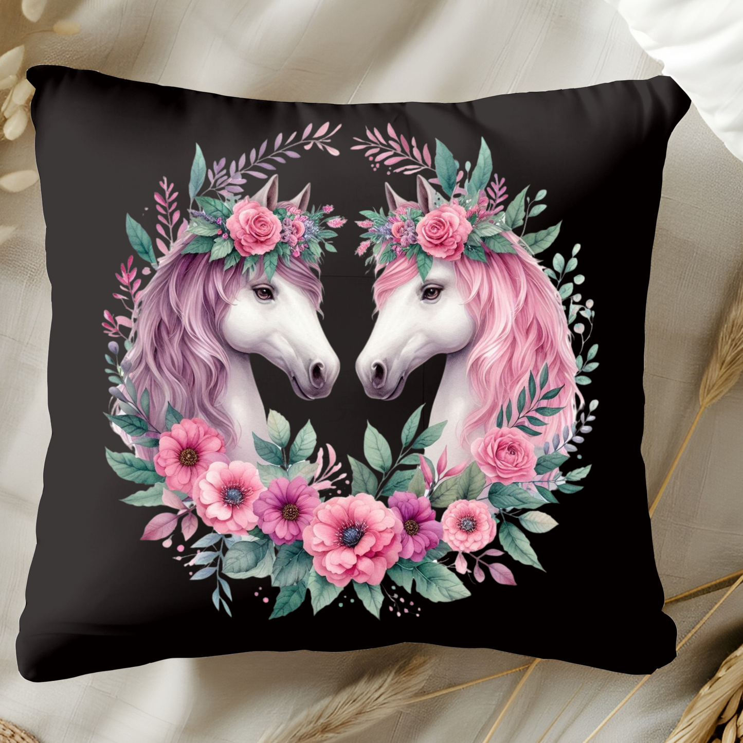 Horse Passion Double Sided Print Pillow - Kim’s Signature Beauty & Accessories    