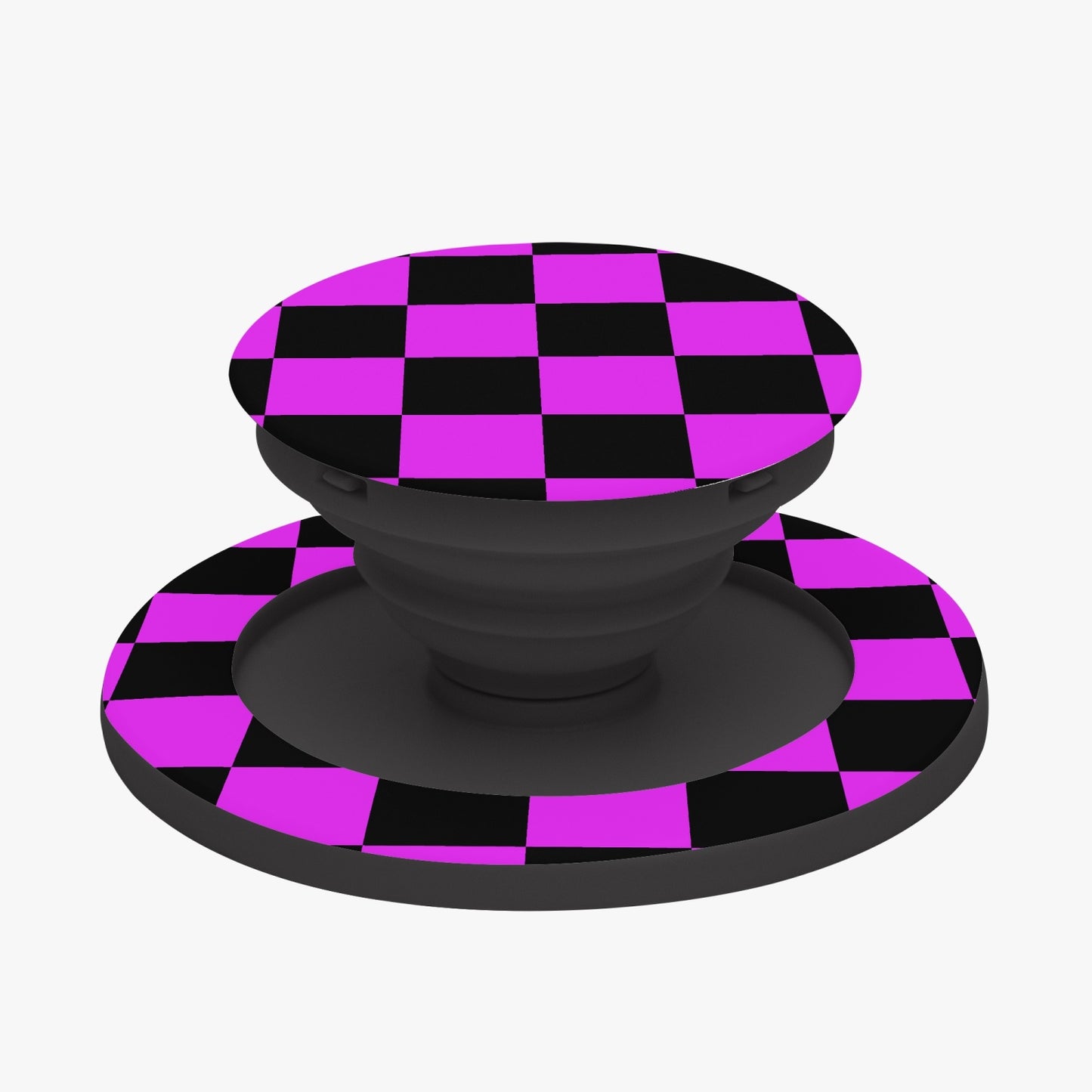 Hot Pink & Black checkered | .Magnetic Collapsible Grip And Stand - Kim’s Signature Beauty & Accessories    