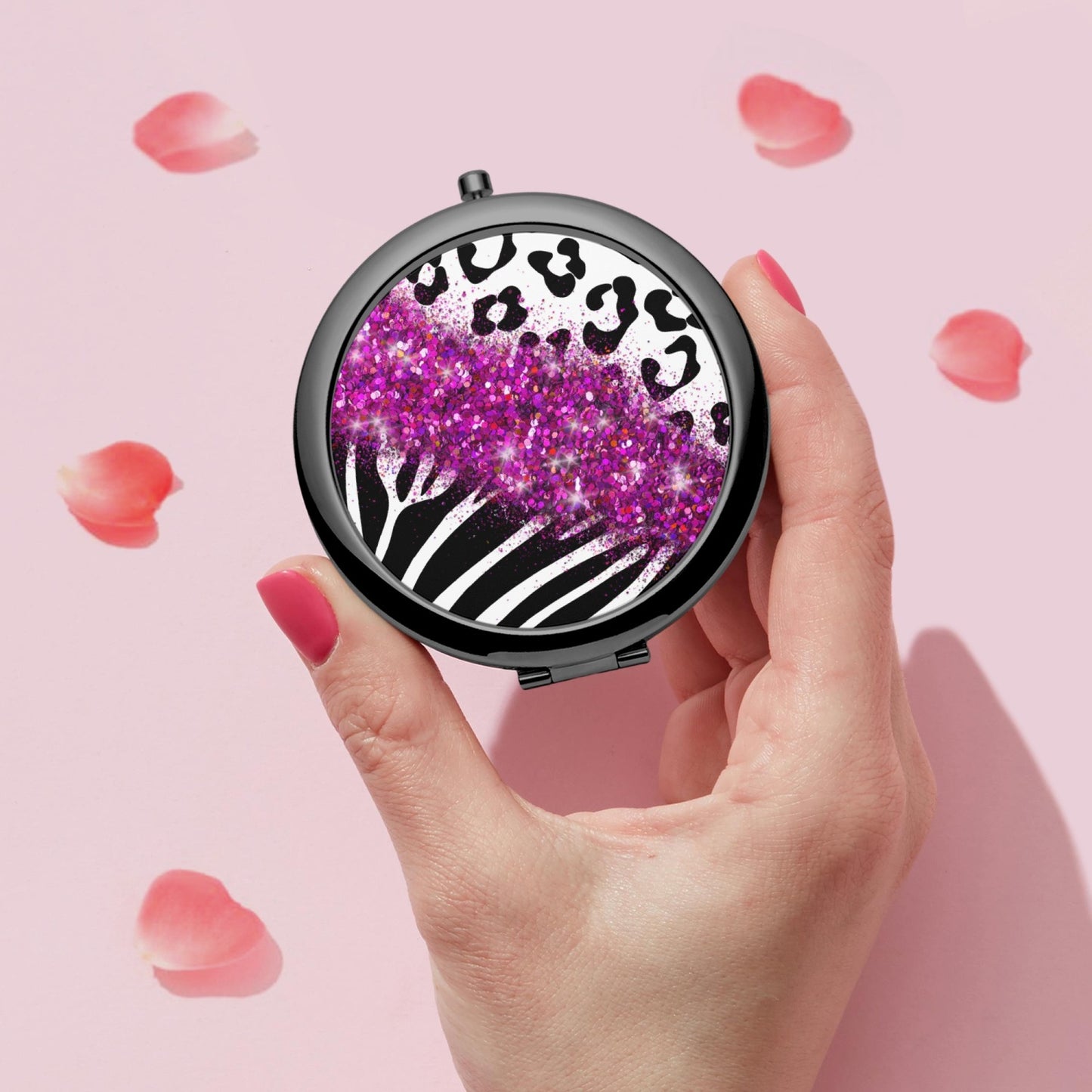 Hot Pink Glitter | Compact Mirror - Kim’s Signature Beauty & Accessories    