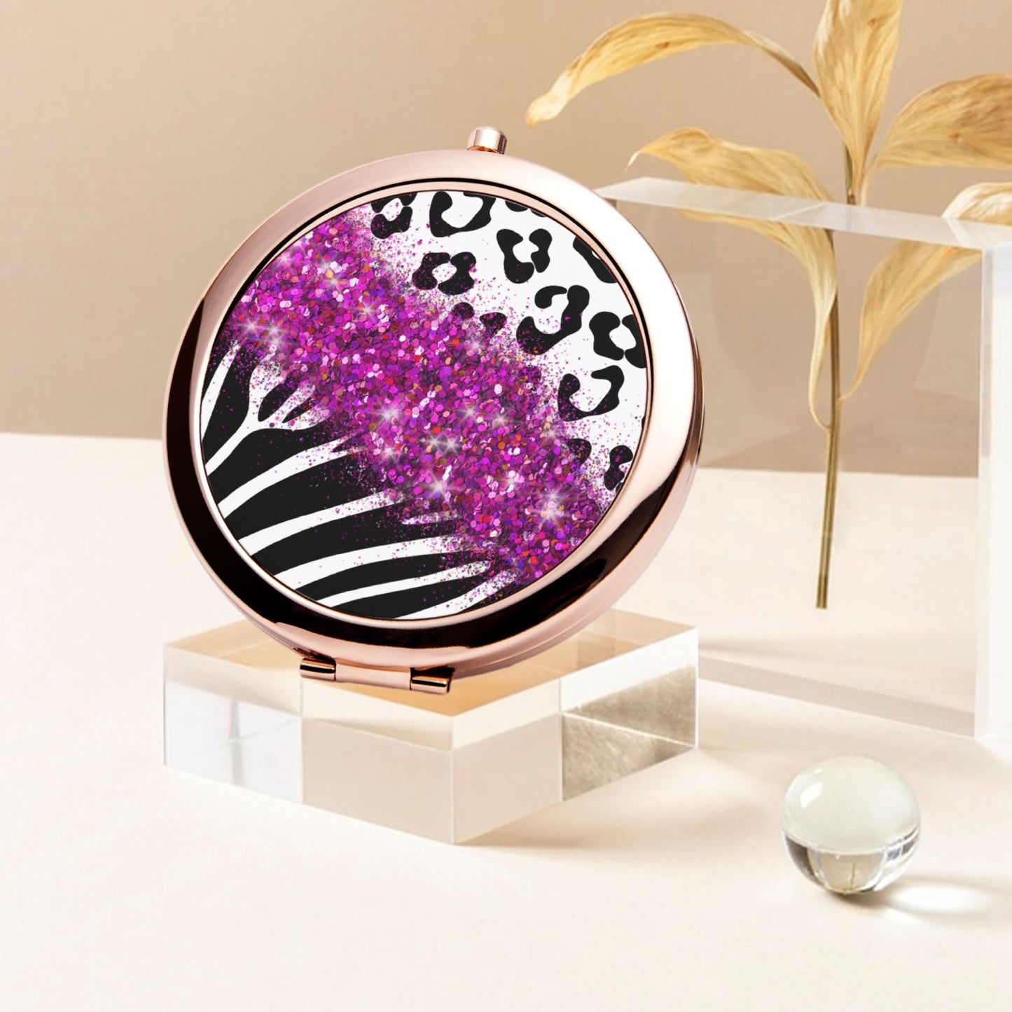 Hot Pink Glitter | Compact Mirror - Kim’s Signature Beauty & Accessories    