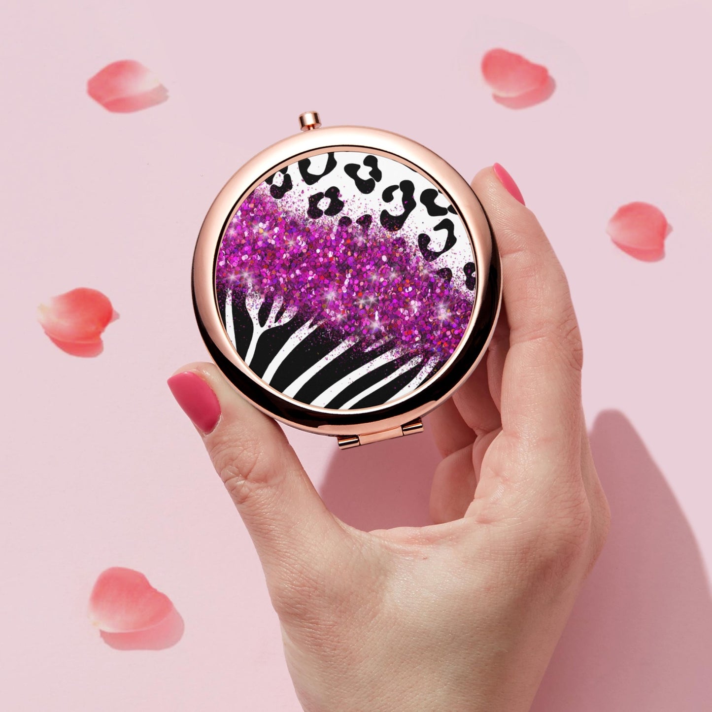 Hot Pink Glitter | Compact Mirror - Kim’s Signature Beauty & Accessories    
