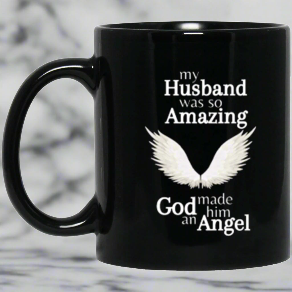 Husband Angel Memorial Black Mug - Kim’s Signature Beauty & Accessories    
