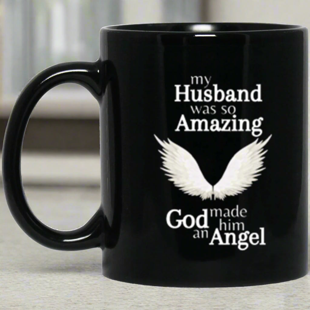 Husband Angel Memorial Black Mug - Kim’s Signature Beauty & Accessories    