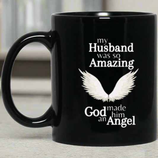 Husband Angel Memorial Black Mug - Kim’s Signature Beauty & Accessories    
