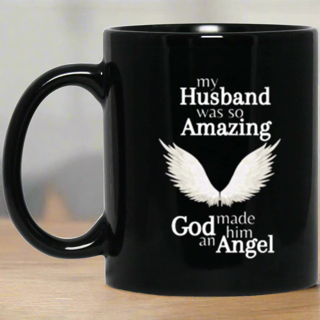 Husband Angel Memorial Black Mug - Kim’s Signature Beauty & Accessories    