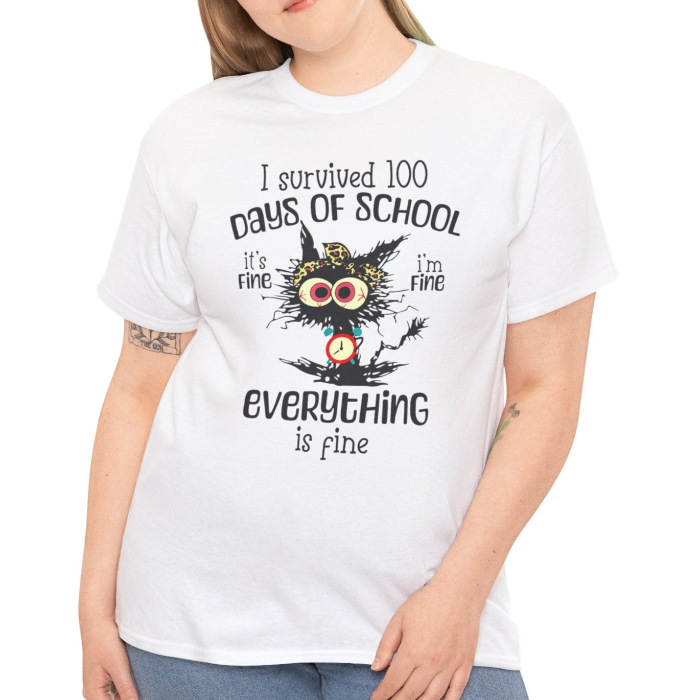 I Survived 100 Days of School. It's Fine, I'm Fine, Everything Is Fine Tee - Kim’s Signature Beauty & Accessories    
