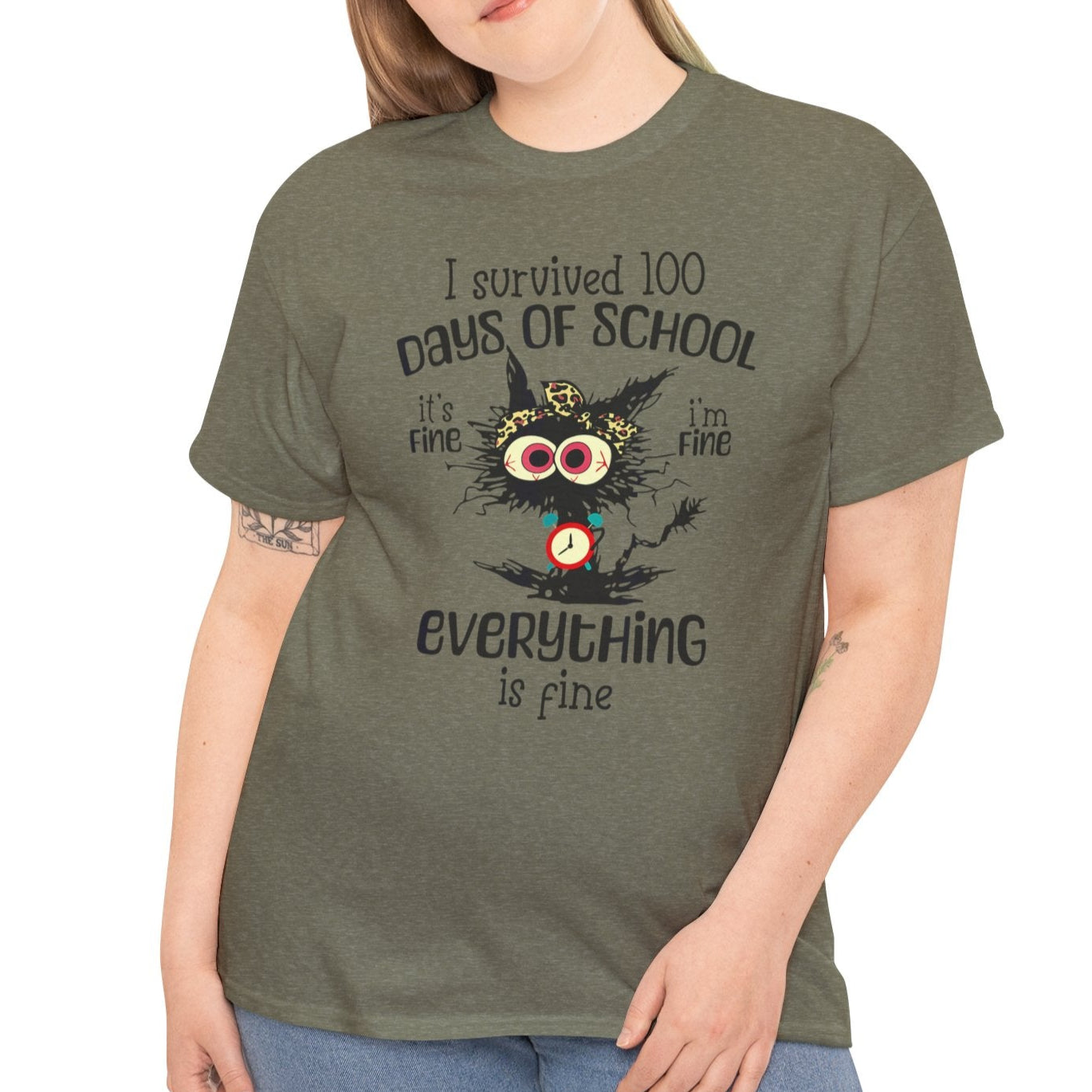 I Survived 100 Days of School. It's Fine, I'm Fine, Everything Is Fine Tee - Kim’s Signature Beauty & Accessories    
