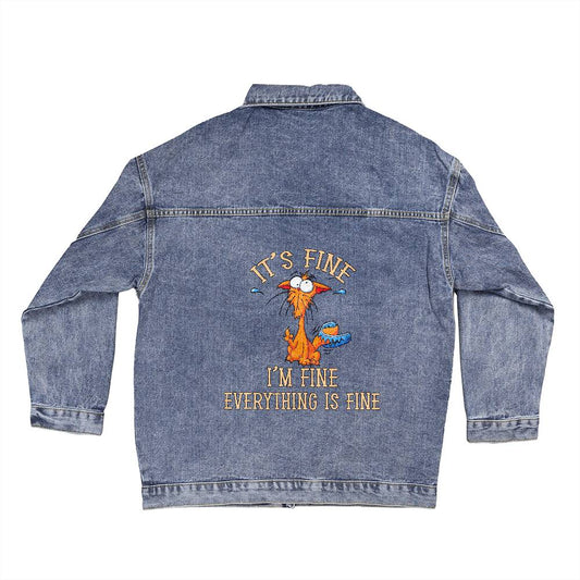 I'm Fine Jean Jacket - Kim’s Signature Beauty & Accessories    