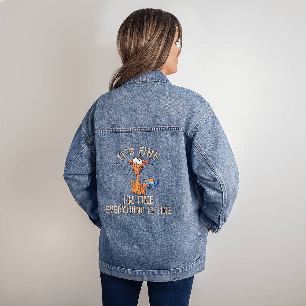 I'm Fine Jean Jacket - Kim’s Signature Beauty & Accessories    
