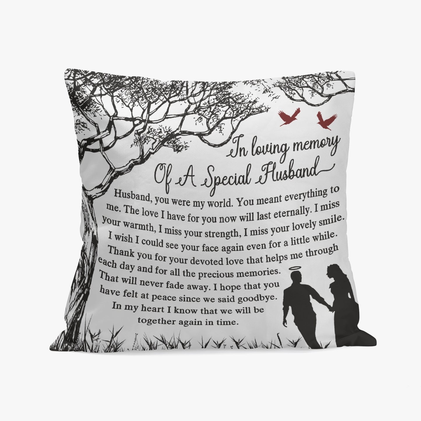 In Loving Memory of A Special Husband | 18'' Square Pillow Cover - Kim’s Signature Beauty & Accessories    