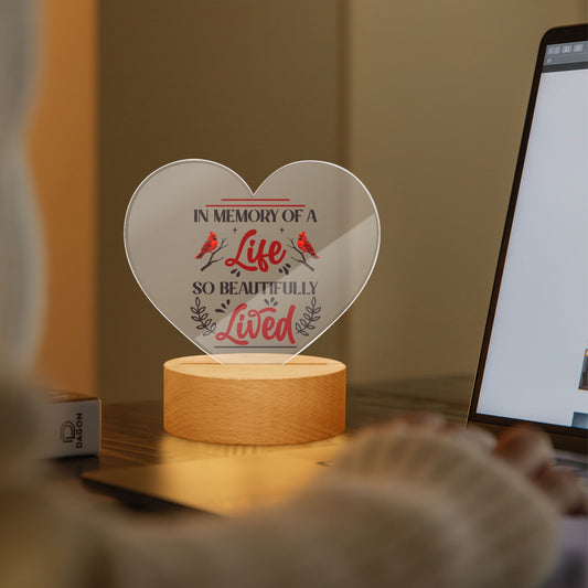In Memory Acrylic Plaque with Stand - Heart - Kim’s Signature Beauty & Accessories    