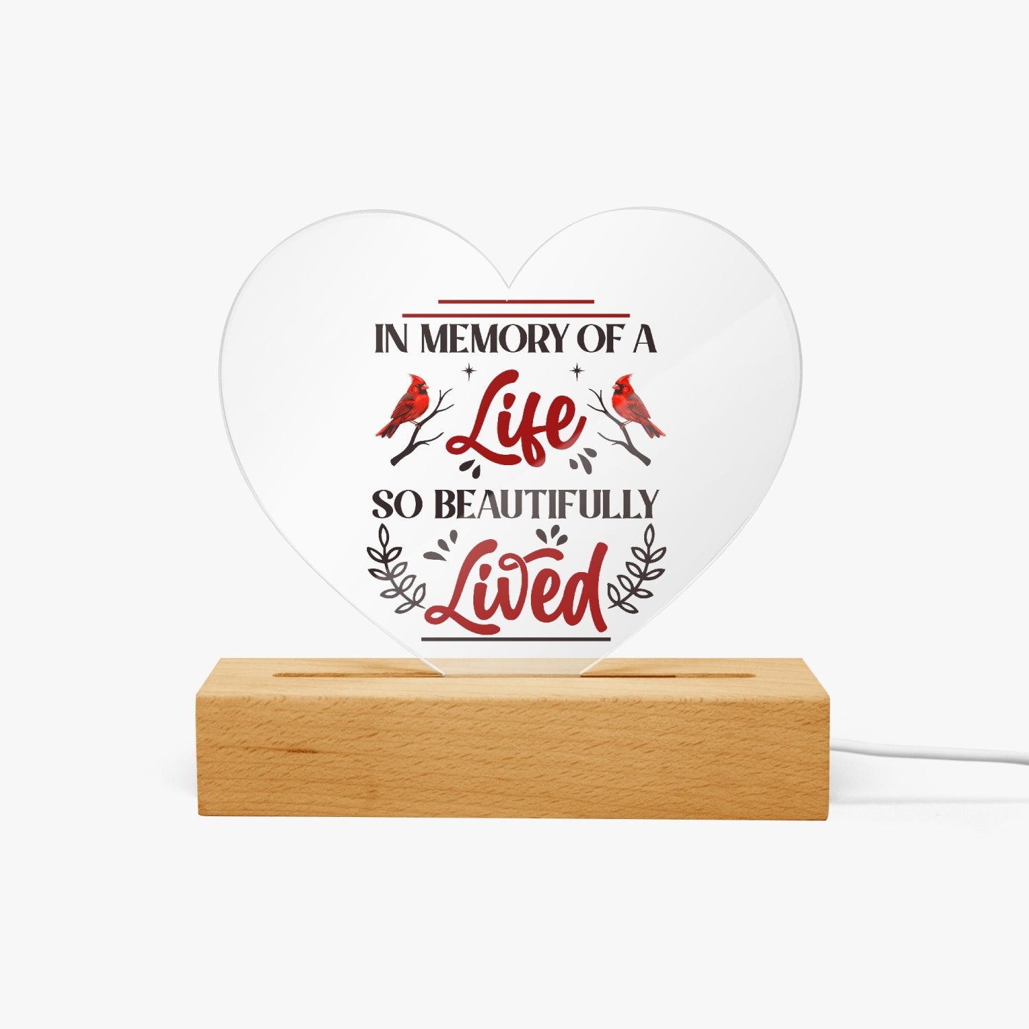 In Memory Acrylic Plaque with Stand - Heart - Kim’s Signature Beauty & Accessories    