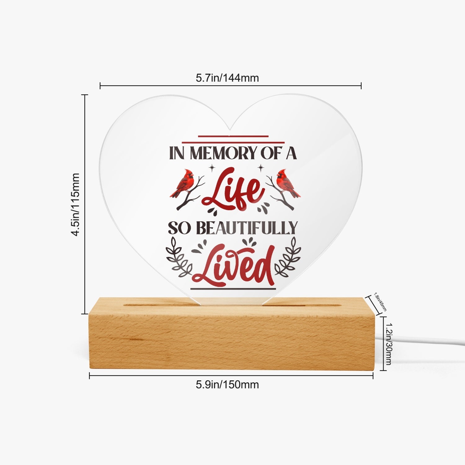 In Memory Acrylic Plaque with Stand - Heart - Kim’s Signature Beauty & Accessories    