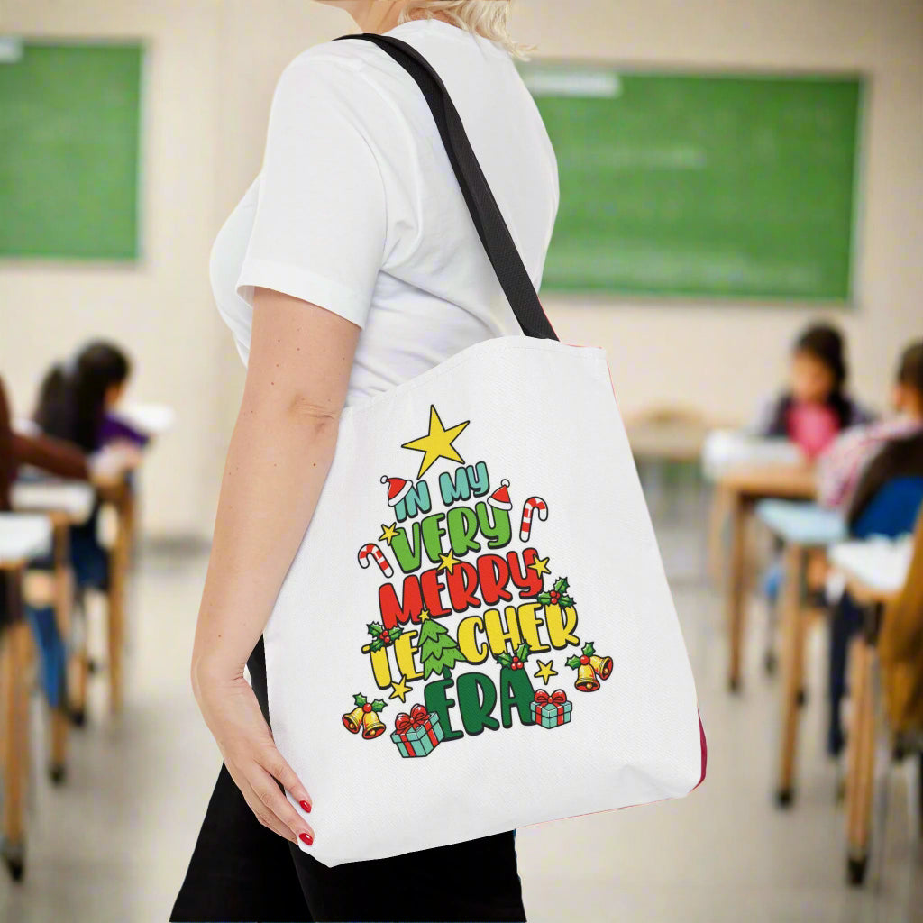 In My Merry Teaching Era Tote Bag - Kim’s Signature Beauty & Accessories    
