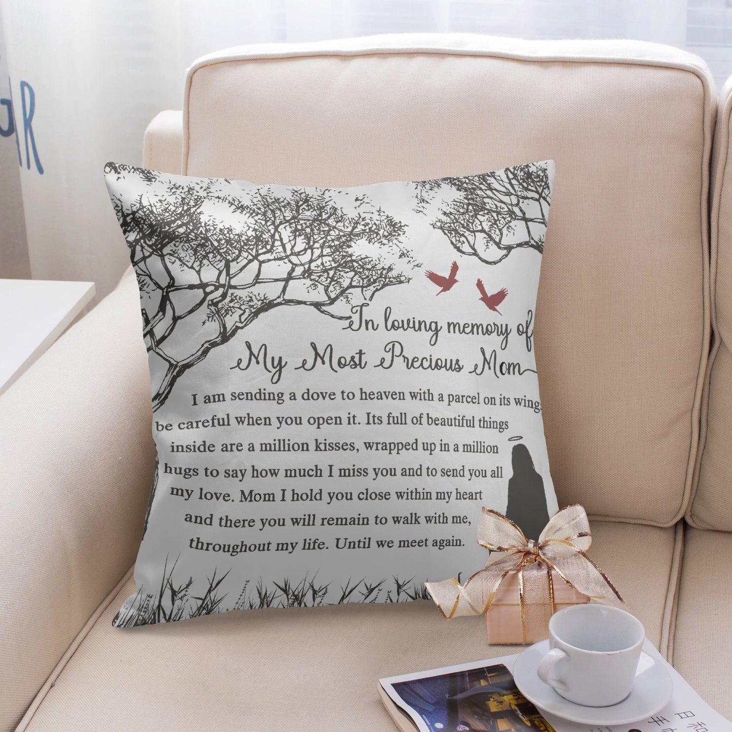 In loving Memory of Mom  18'' Square Pillow Cover - Kim’s Signature Beauty & Accessories    