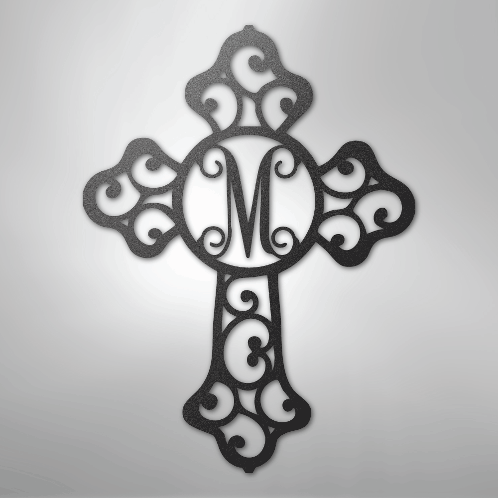 Initial Cross Monogram - Steel Sign - Kim’s Signature Beauty & Accessories