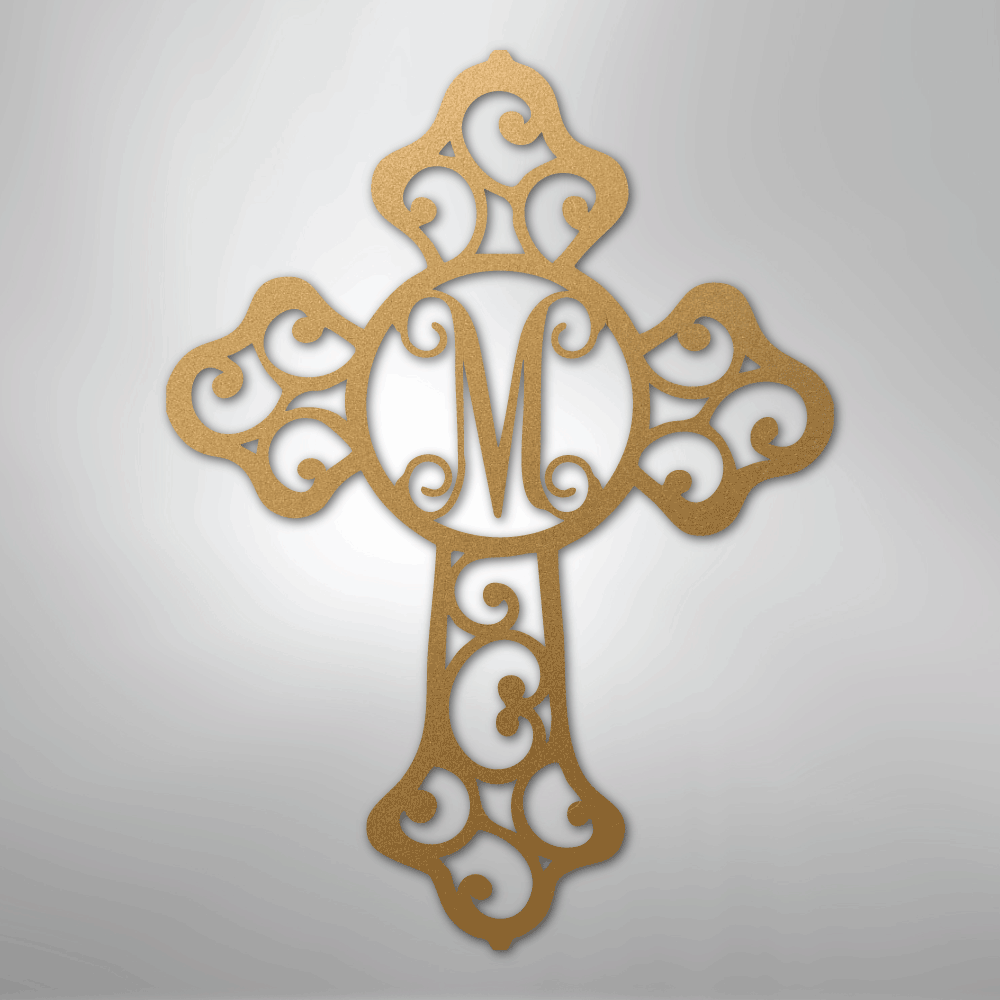 Initial Cross Monogram - Steel Sign - Kim’s Signature Beauty & Accessories