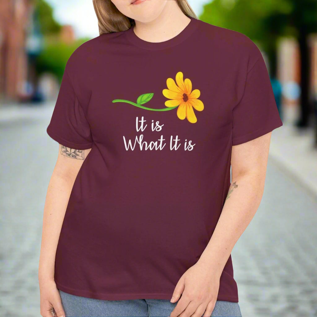 It Is What It Is – Yellow Flower Graphic Tee - Kim’s Signature Beauty & Accessories    