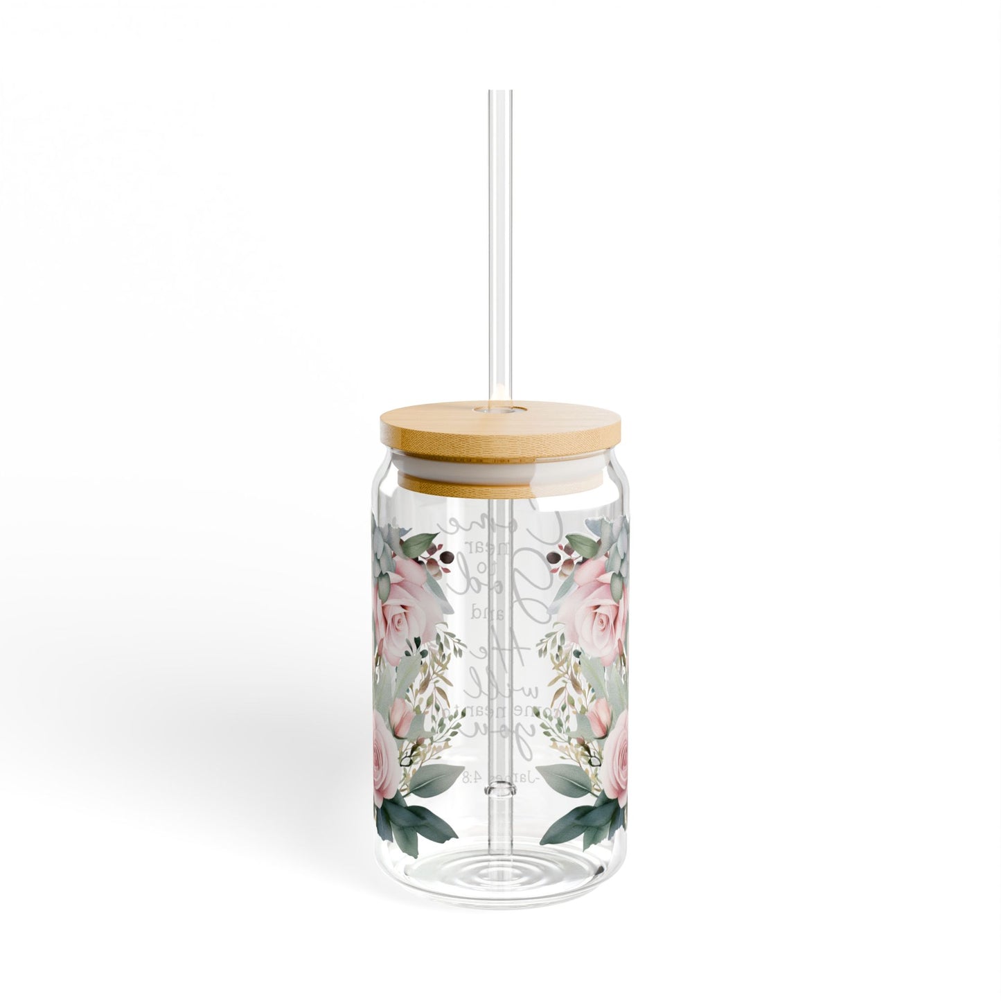 James 4:8 Sipper Glass - 16oz, Come Near to God Design - Kim’s Signature Beauty & Accessories    