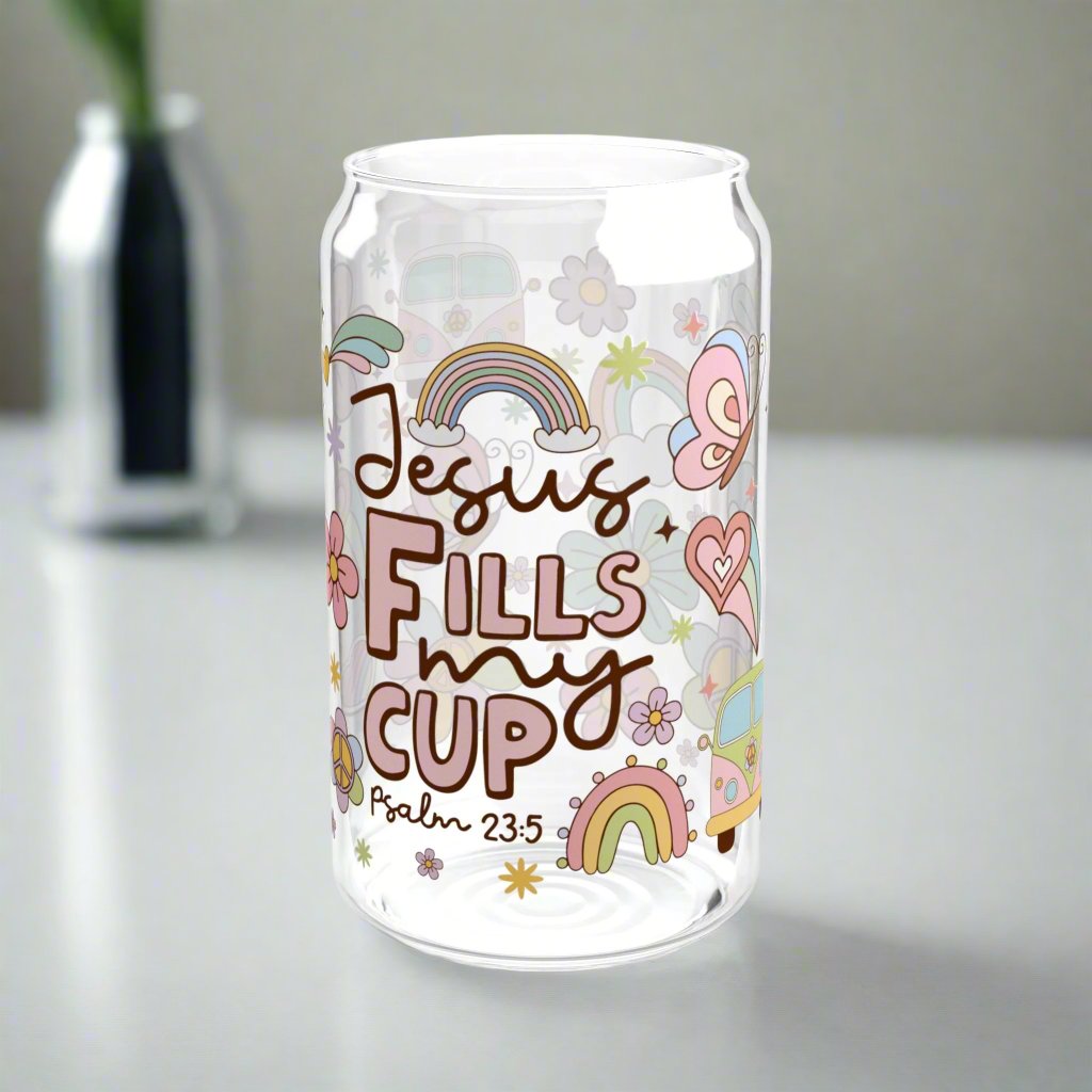 Jesus Fills My Cup Glass Sipper - Kim’s Signature Beauty & Accessories    