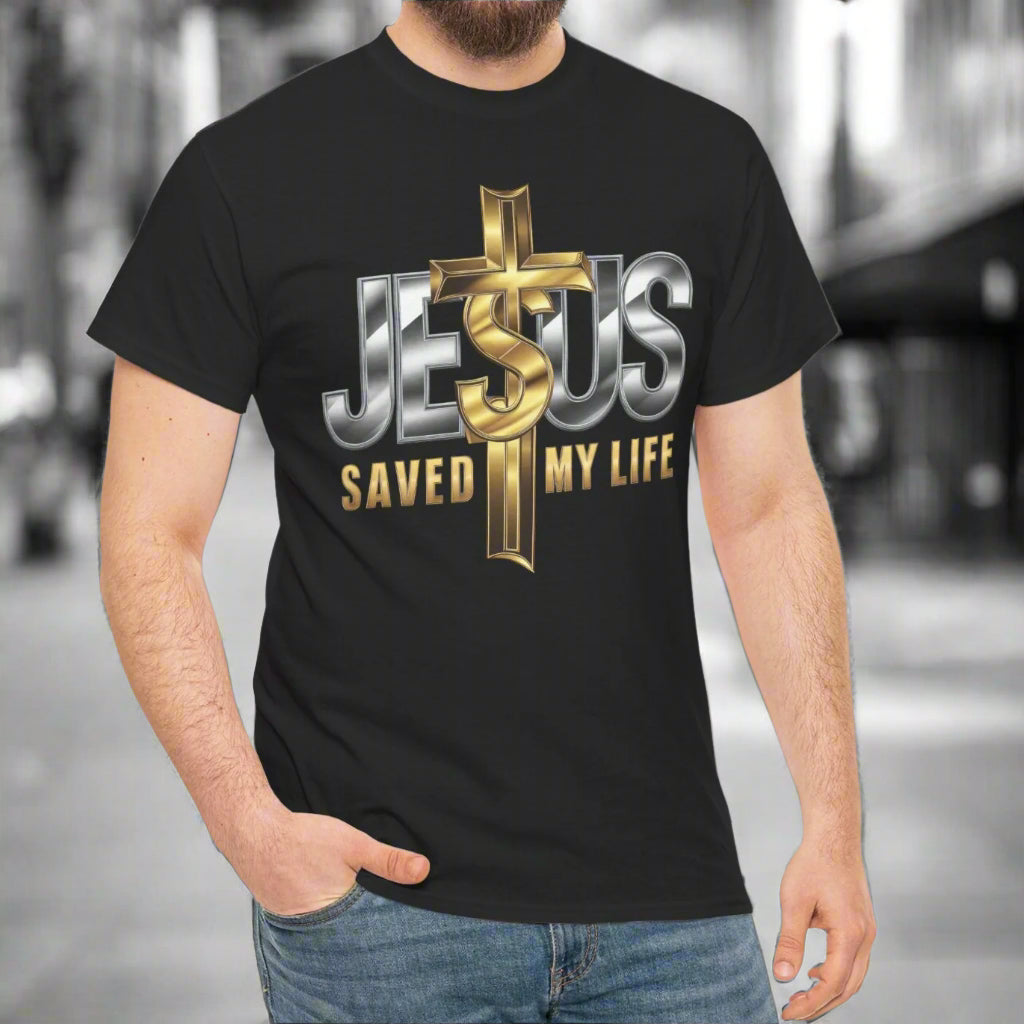 Jesus Saved My Life Cotton Tee - Kim’s Signature Beauty & Accessories    