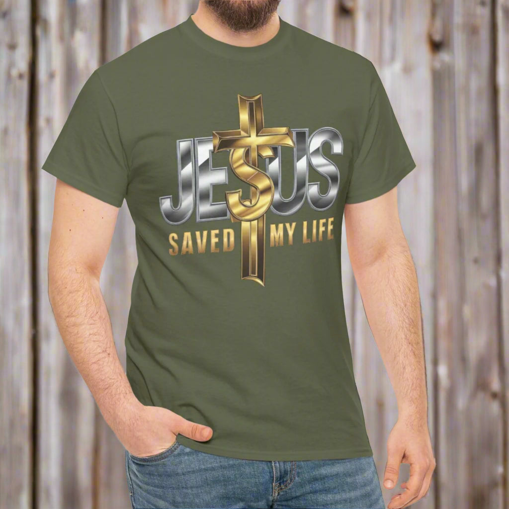 Jesus Saved My Life Cotton Tee - Kim’s Signature Beauty & Accessories    