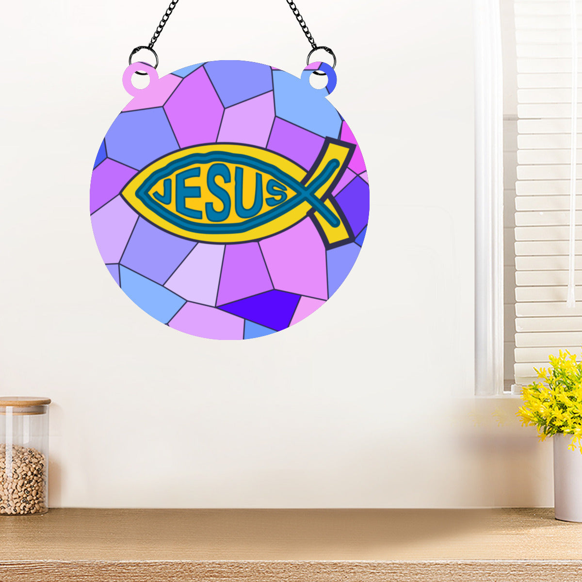 Jesus fish stained glass - Kim’s Signature Beauty & Accessories    