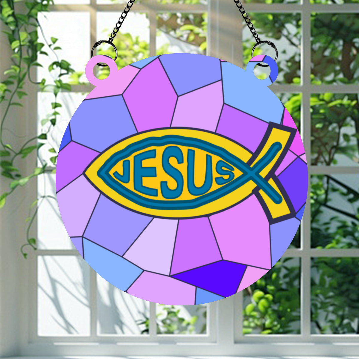 Jesus fish stained glass - Kim’s Signature Beauty & Accessories    