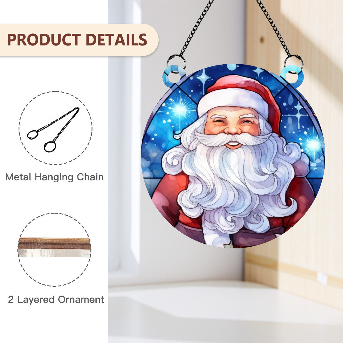 Jolly Santa Stained Glass - Kim’s Signature Beauty & Accessories    